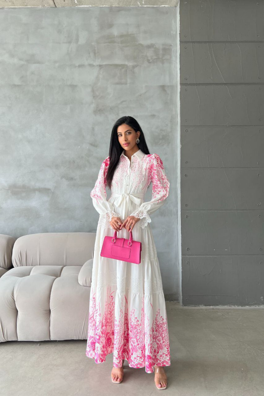 Atlas Kumaş Elbise Dantel Detaylı Elbise (Kemer dahil ) -4251