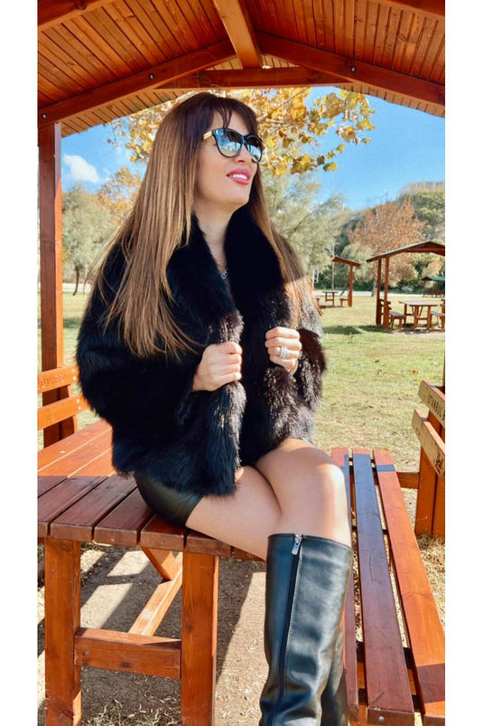 Astarlı İthal Suni Kürk Siyah