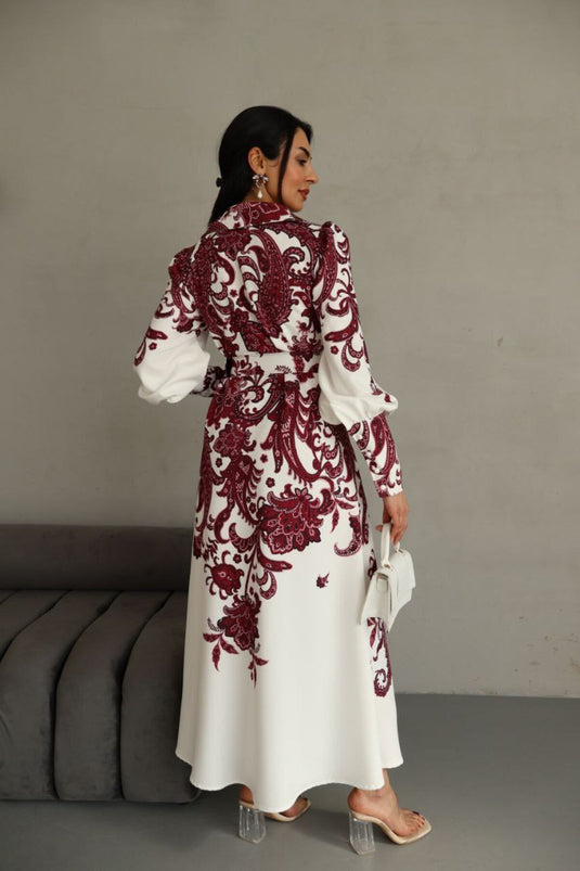 Atlas Kalın İç Göstermez Kumaş Elbise (KEMER DAHİLDİR)-Yeşil-4220