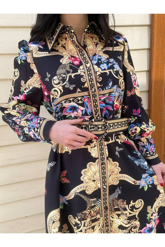 Atlas Kumaş Elbise (kemer Dahildir)