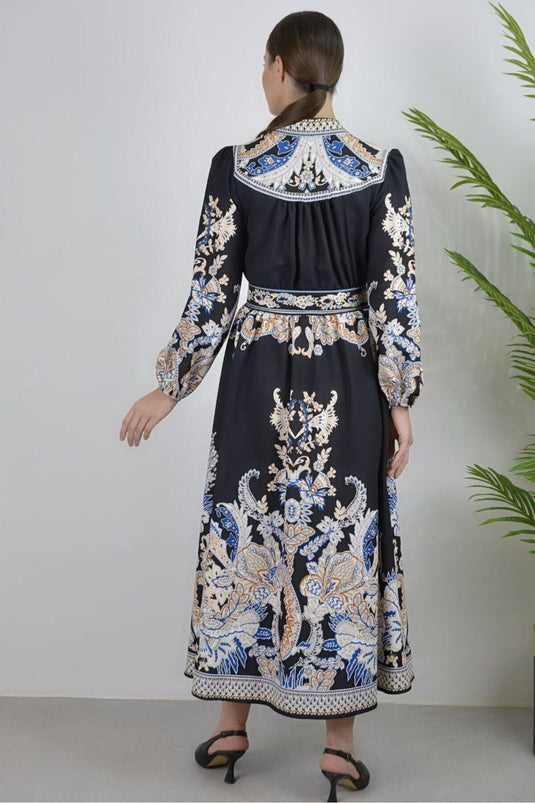 Atlas Kumaş Düğmel Detaylı (KEMER DAHİLDİR) - Siyah-23122 NHN107