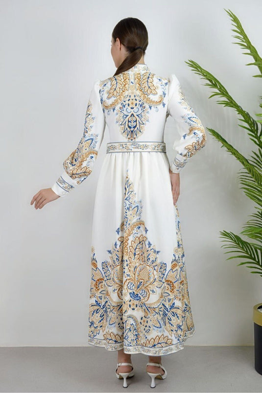 Atlas Kumaş Düğmel Detaylı (KEMER DAHİLDİR) - Beyaz-2397 NHN106