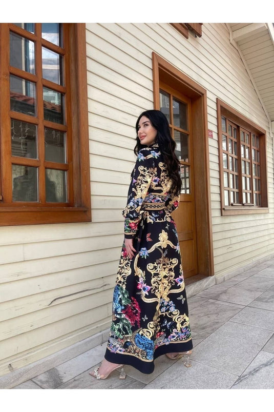 Atlas Kumaş Elbise (kemer Dahildir)