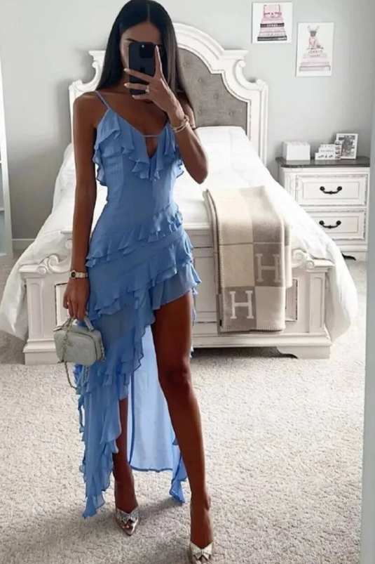 İthal Şifon Kumaş Astarlı Elbise