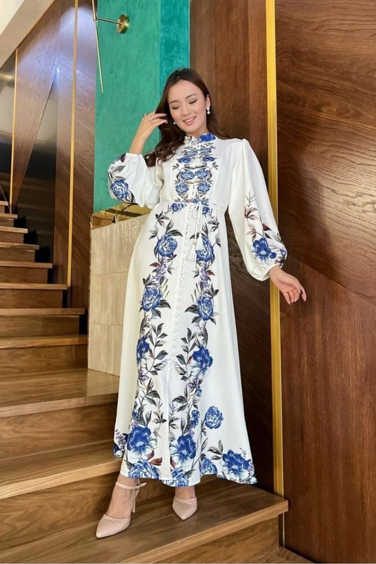 Atlas Kumaş Beyaz Elbise (KUŞAK DAHİLDİR)