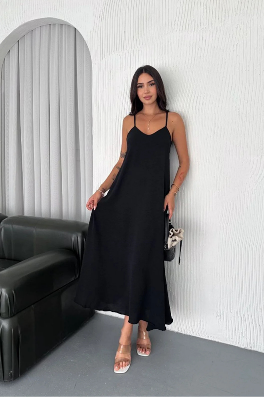 Airobin Kumaş & Cep Detaylı Elbise Kiloş Elbise -9005