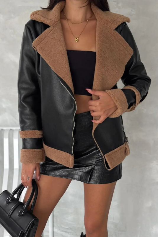 Astarlı Kuzu Deri Kürklü Ceket