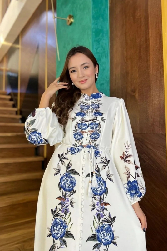 Atlas Kumaş Beyaz Elbise (KUŞAK DAHİLDİR)