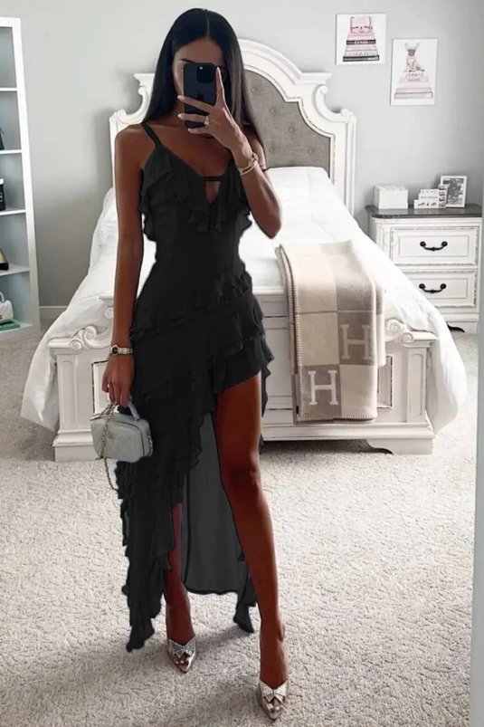 İthal Şifon Kumaş Astarlı Elbise