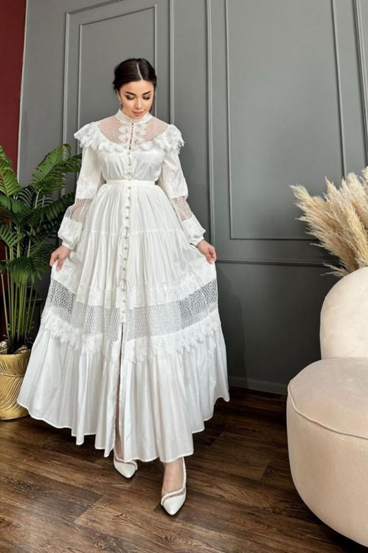 Jenneyfer Krep Kumaş Danter&Güpür  Detaylı (KUŞAK DAHİLDİR) -23178