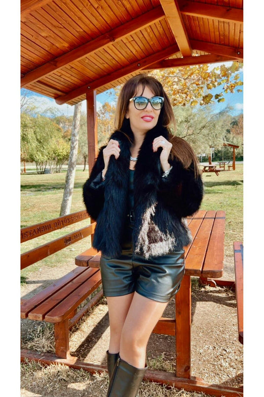 Astarlı İthal Suni Kürk Siyah