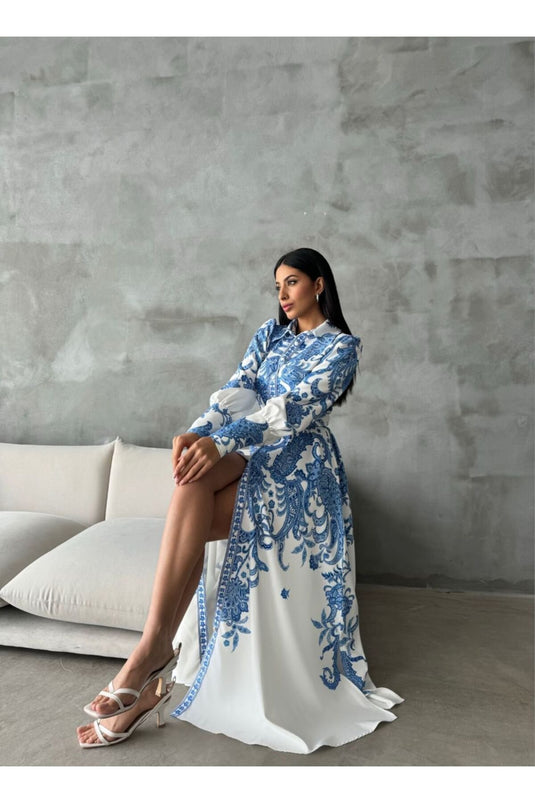 Atlas Kalın İç Göstermez Kumaş Elbise (KEMER DAHİLDİR)-Yeşil-4220