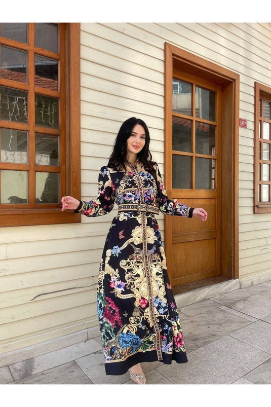 Atlas Kumaş Elbise (kemer Dahildir)