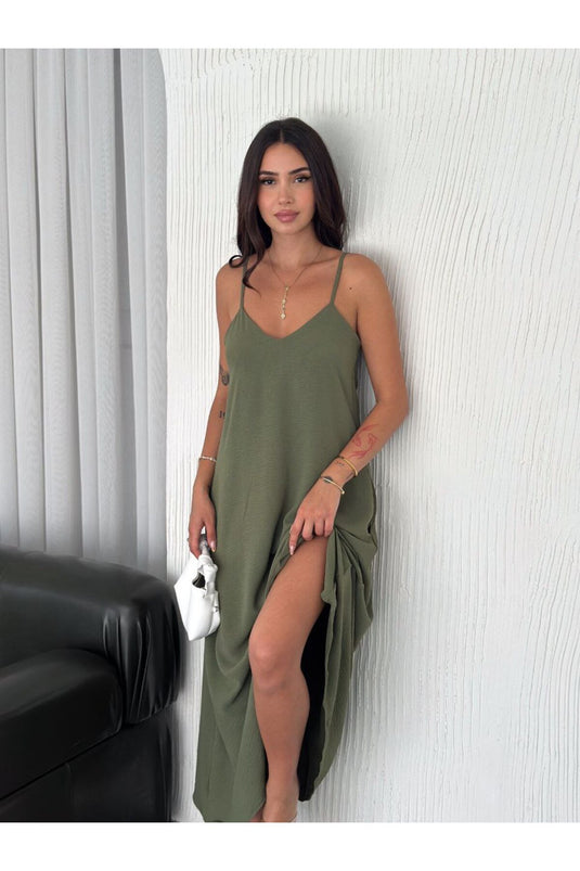 Airobin Kumaş & Cep Detaylı Elbise Kiloş Elbise-Sİyah-9005