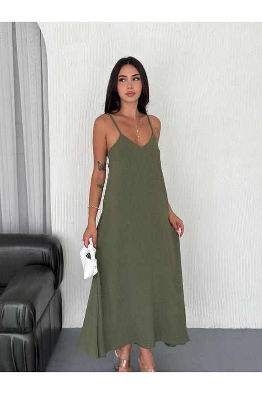 Airobin Kumaş & Cep Detaylı Elbise Kiloş Elbise-Sİyah-9005