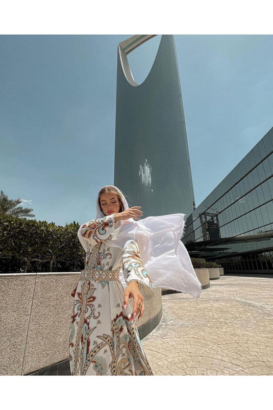 Atlas Kumaş Çiçek Desenli Gömlek Yaka Düğme Detaylı Laci Elbise (KEMER DAHİLDİR)-4235